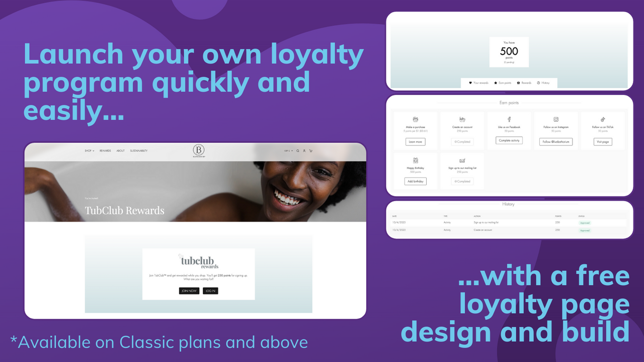 Launch your program faster with a free loyalty page build