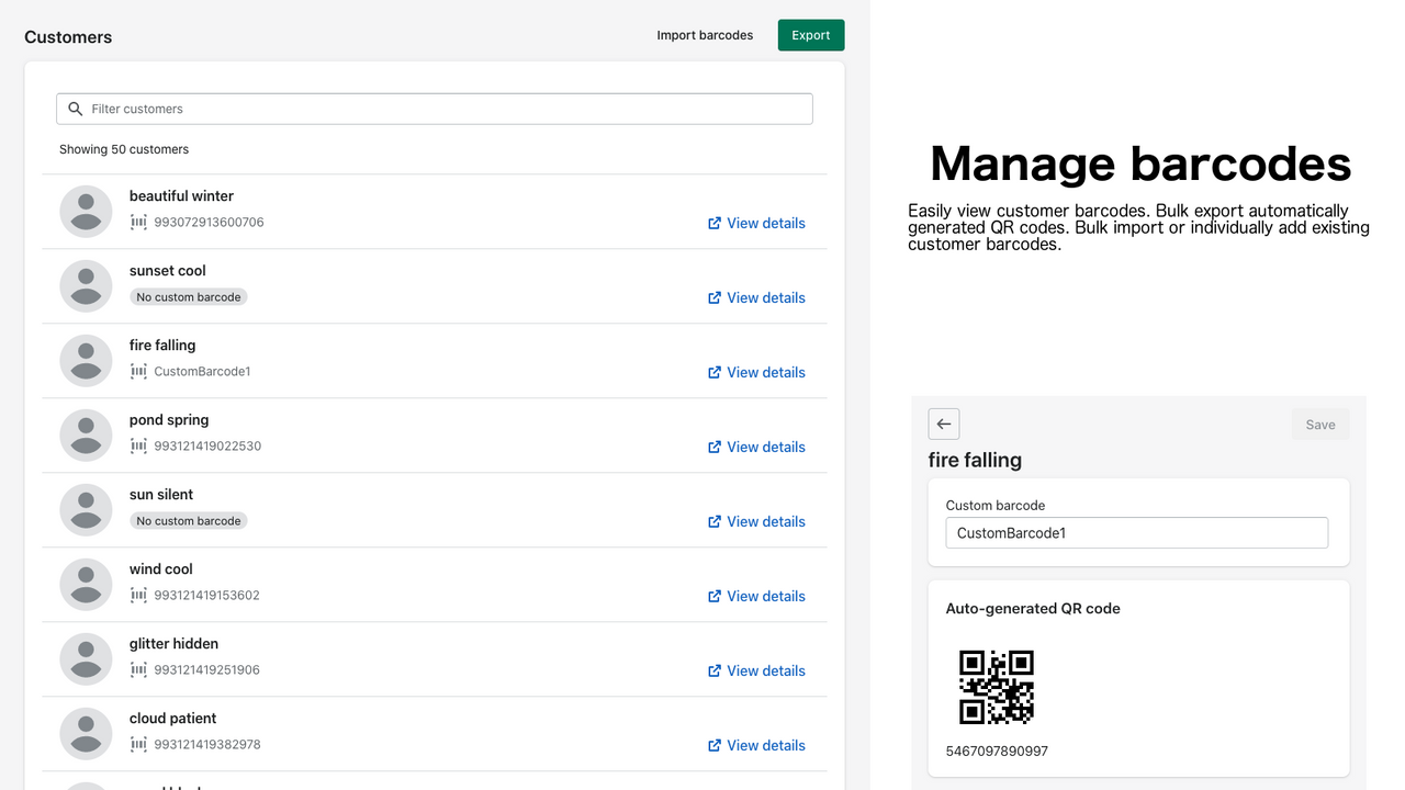 Manage customer barcodes - Barcodify