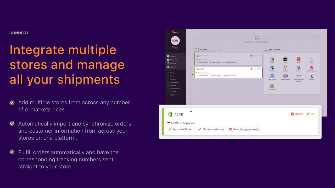 Sync with multiple shops, real time