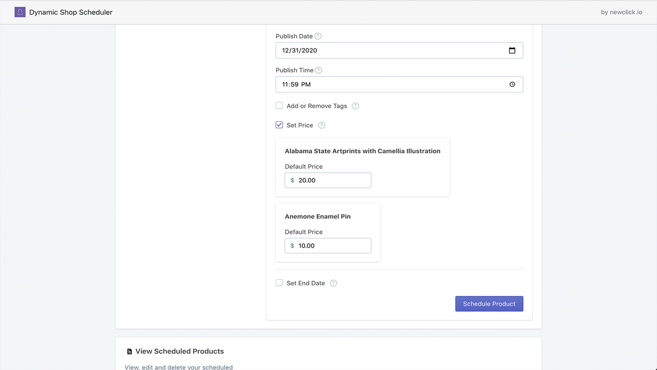 Schedule pricing changes