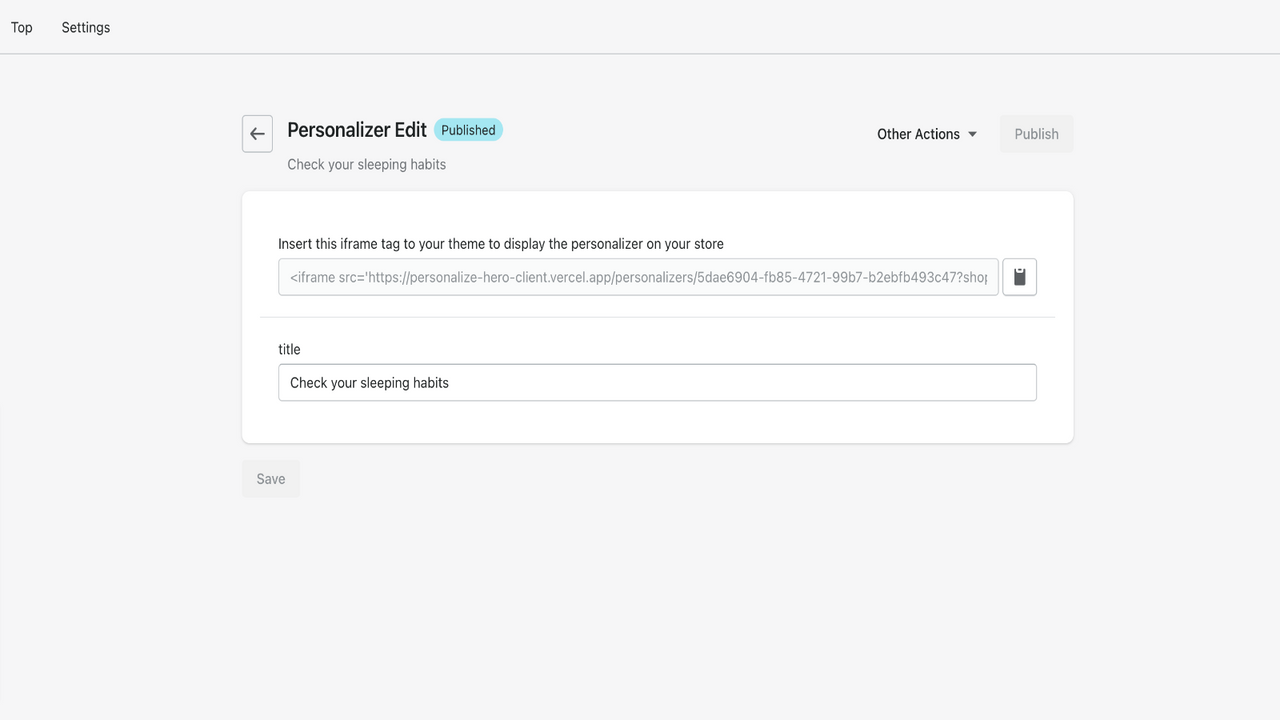 Get iframe tag from personalizer general information