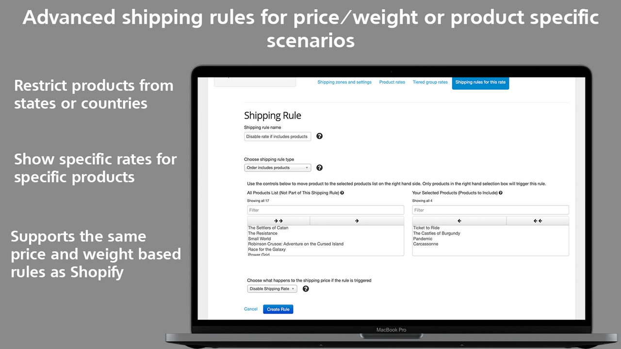Better Shipping advanced shipping rules restrict product country