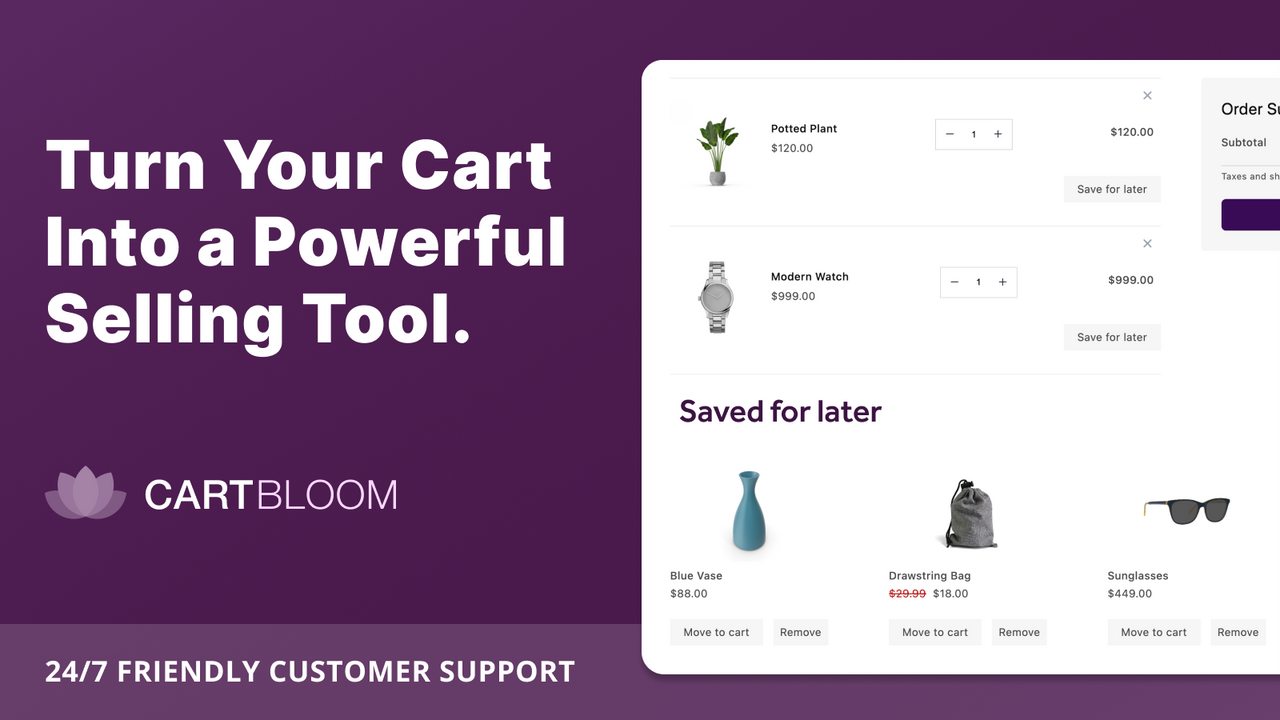 Allow your customers to save items for later in their cart