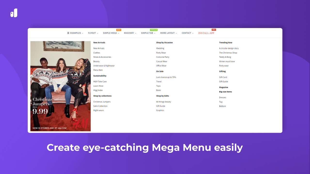 Create eye-catching Mega Menu easily