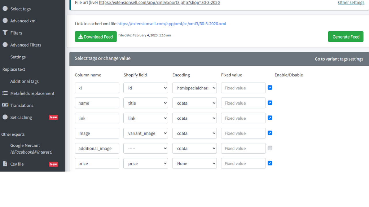 Editable xml with configuration settings