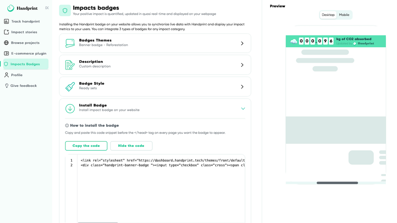 Install an animated counter with your live impact metrics