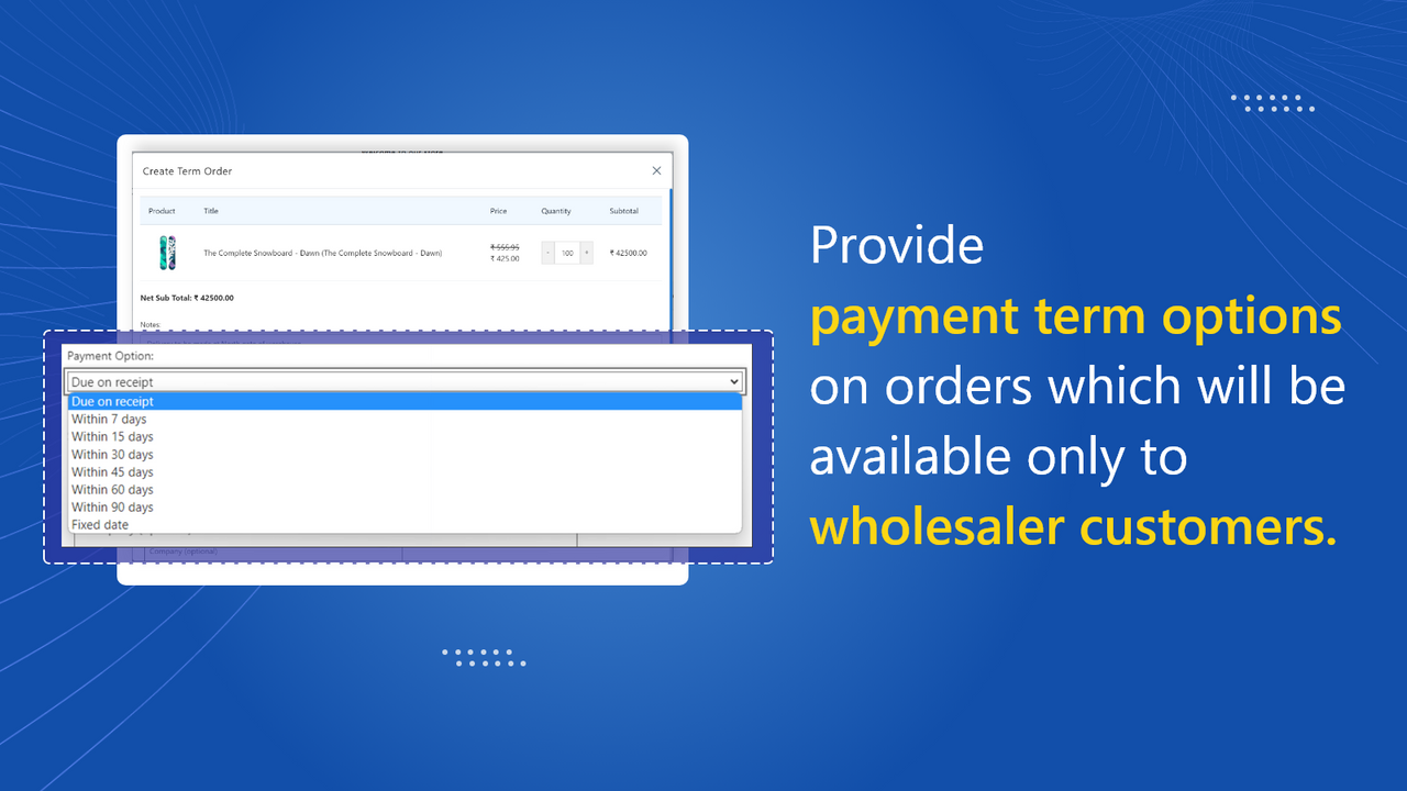 Provide net terms options to b2b wholesalers