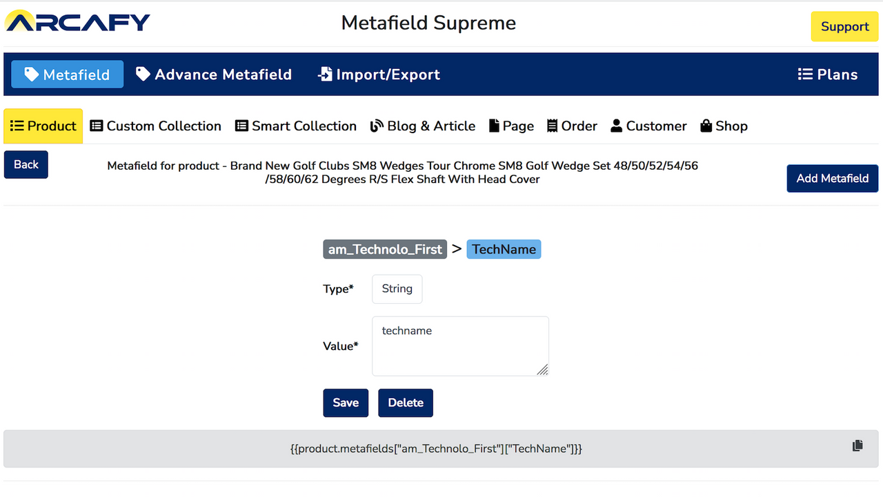 Assign Metafield