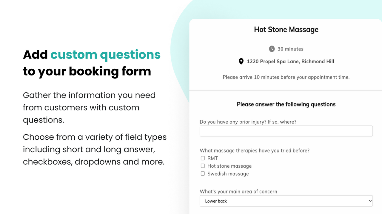 Add custom questions to your booking form