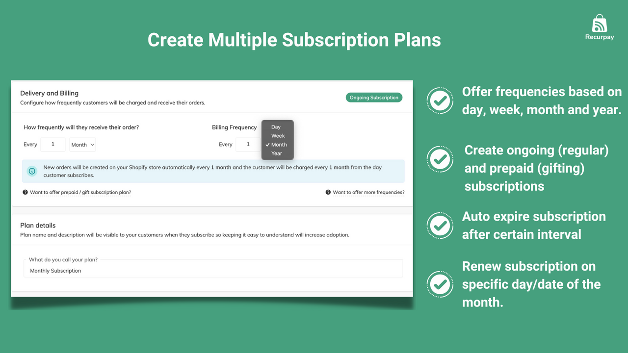 Shopify Subscription app: Creating subscription plans