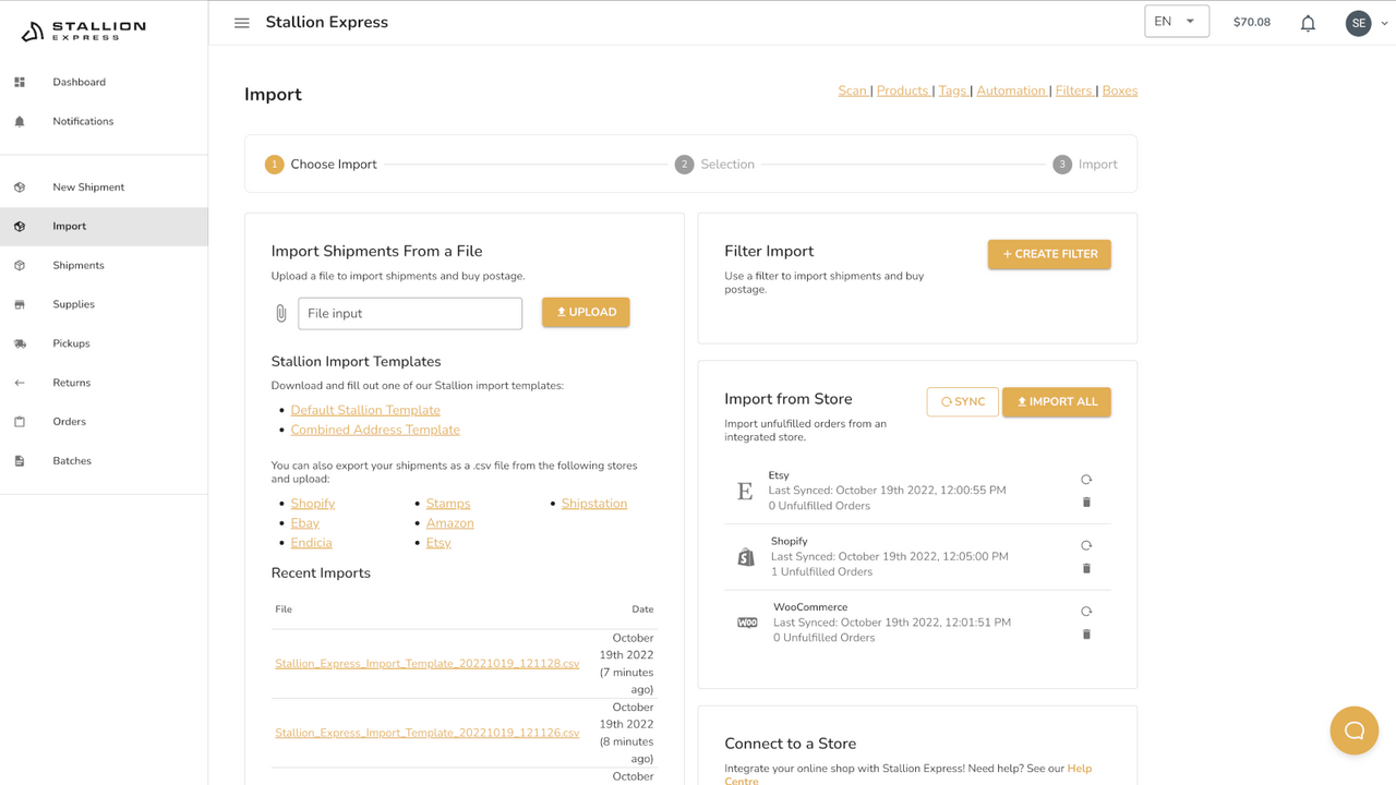 Import orders from your stores