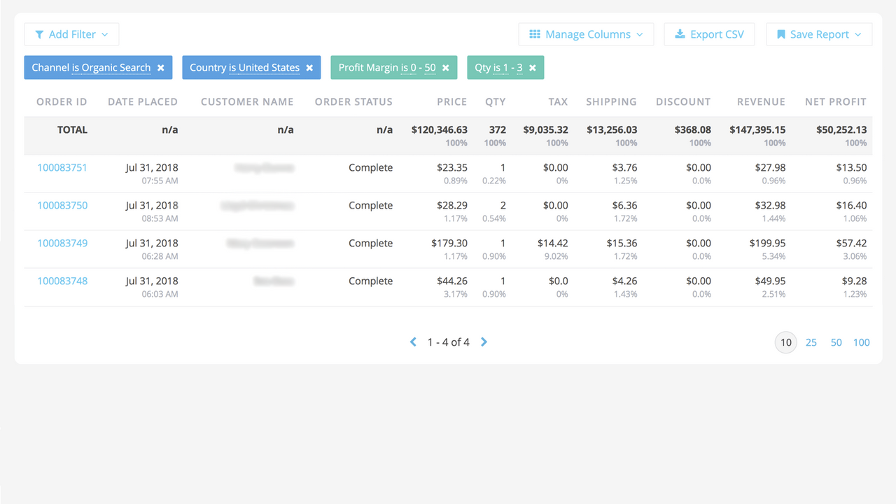 SavvyCube Custom Report Filter & Save