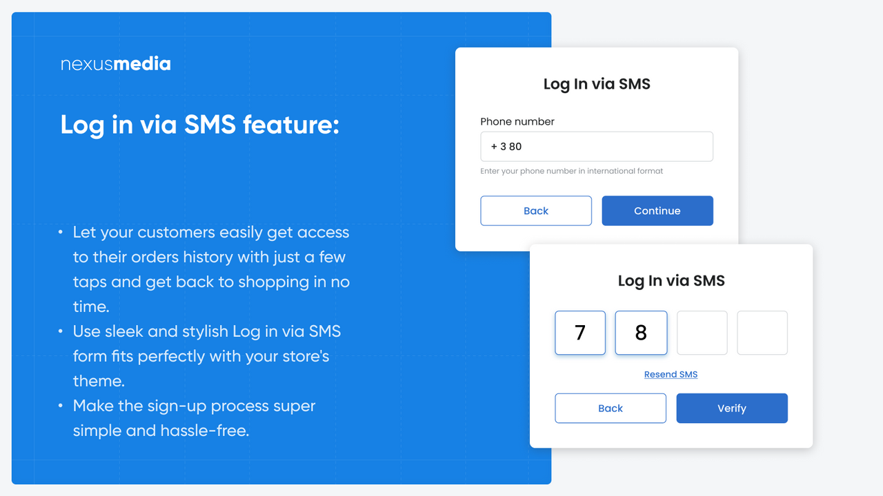 Log in via SMS feature, 2FA