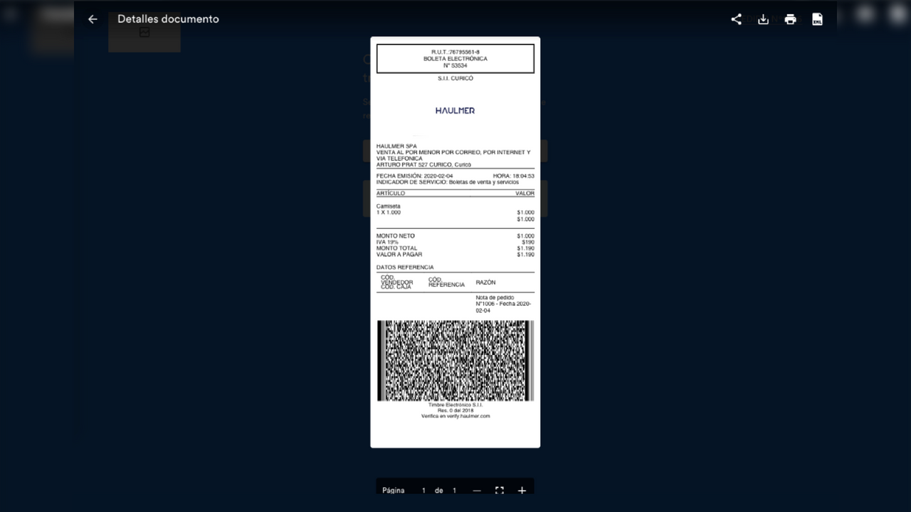 OpenFactura Self-Service Page - DTE Viewer PDF format