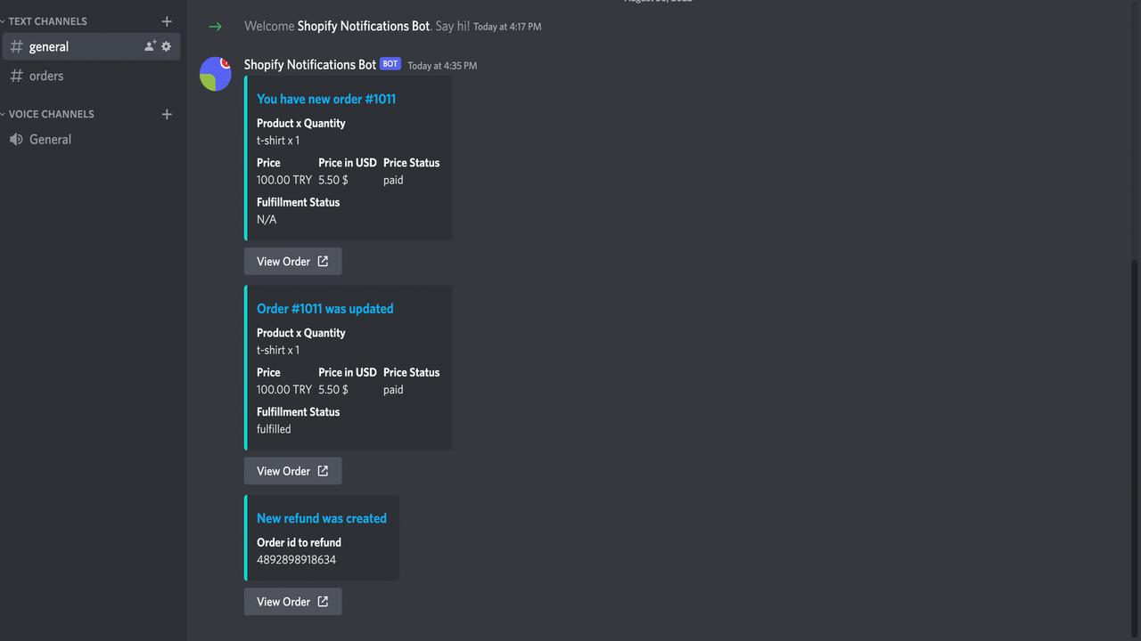 Get notifications in discord