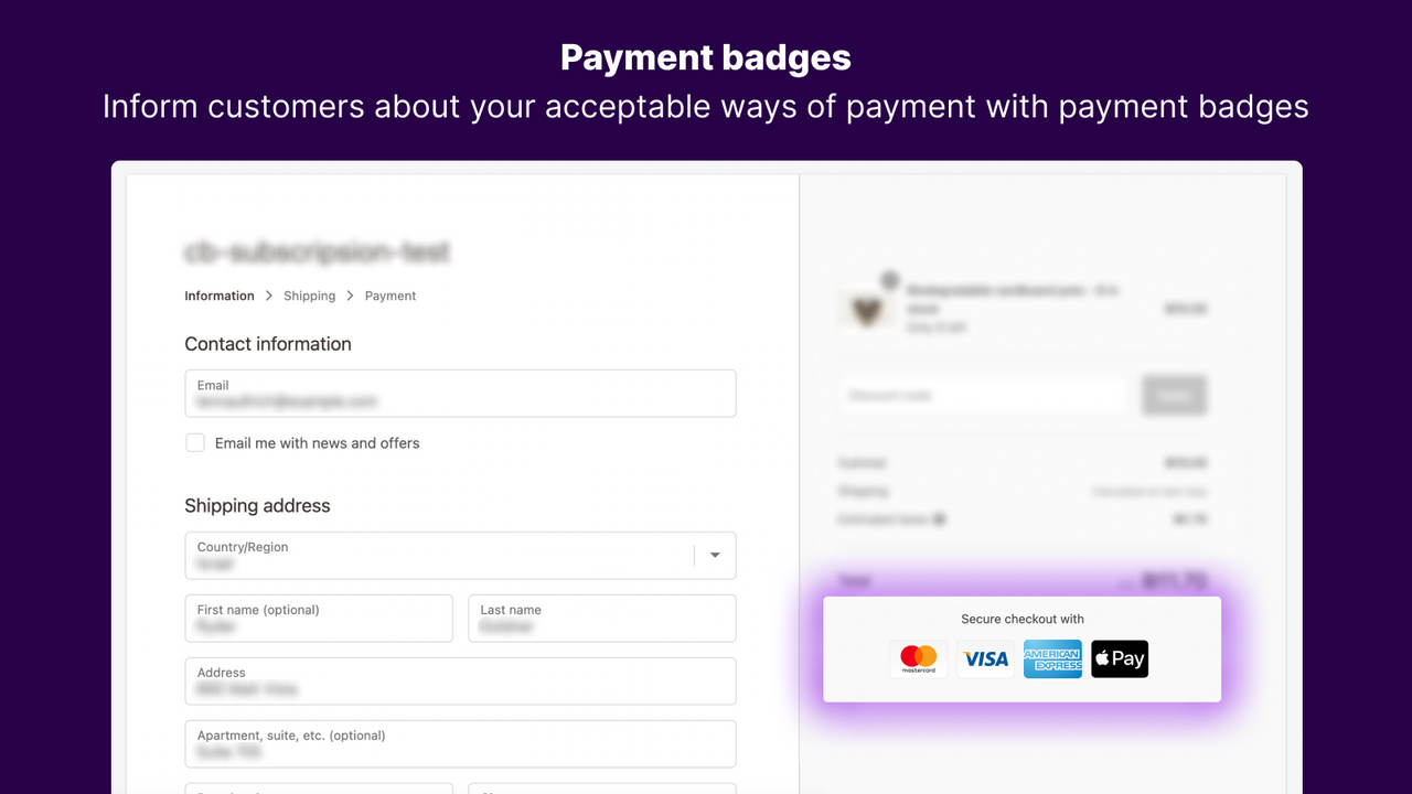 checkout bear, payment badges, increase conversion rate