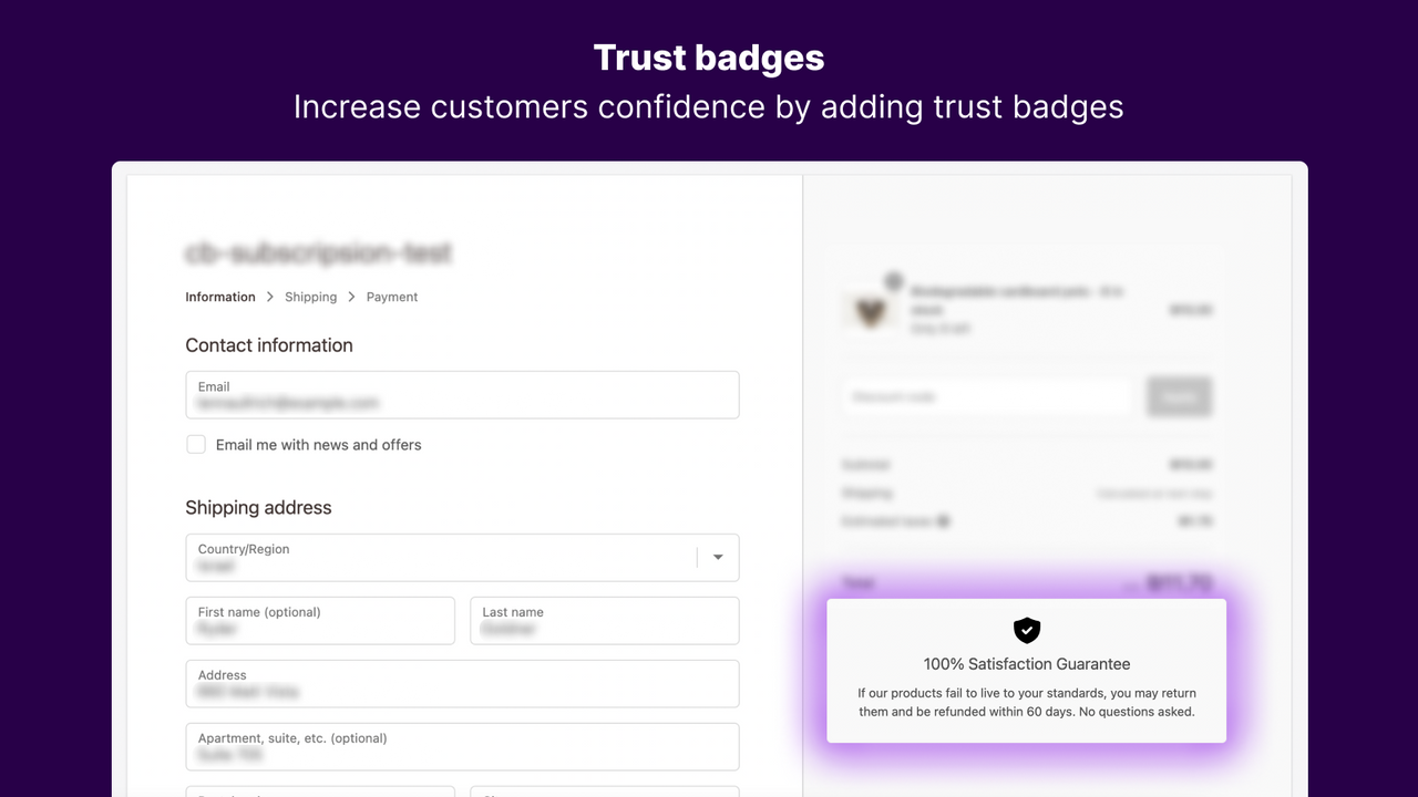 checkout bear, trust badges, payment badges, cart upsell, funnel
