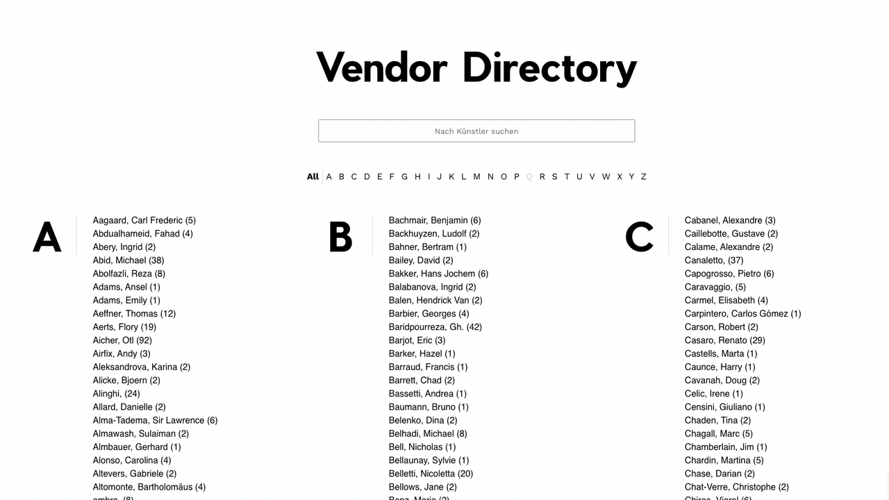 Vendor & Brand Directory