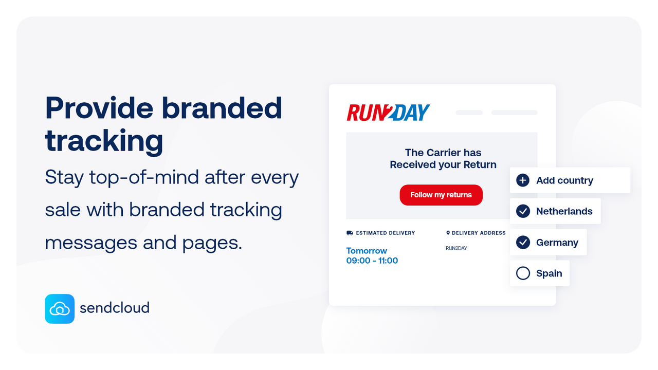 Provide branded tracking | Sendcloud