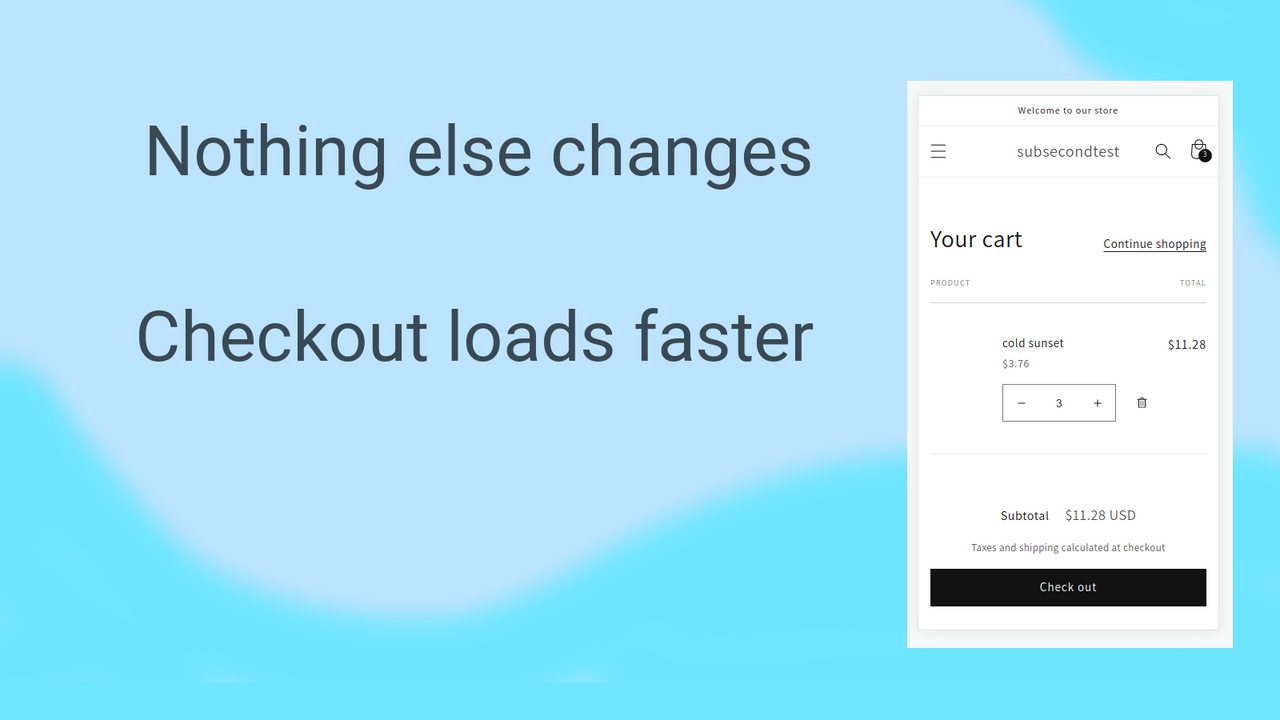 Nothing else changes. Checkout loads faster.