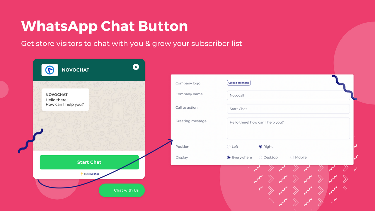 Grow your marketing list with a WhatsApp chat button or widget