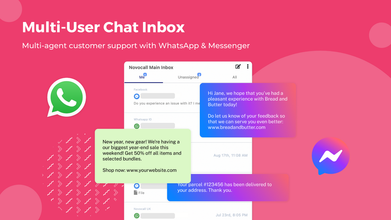 Conduct multi-agent customer support with WhatsApp & Messenger