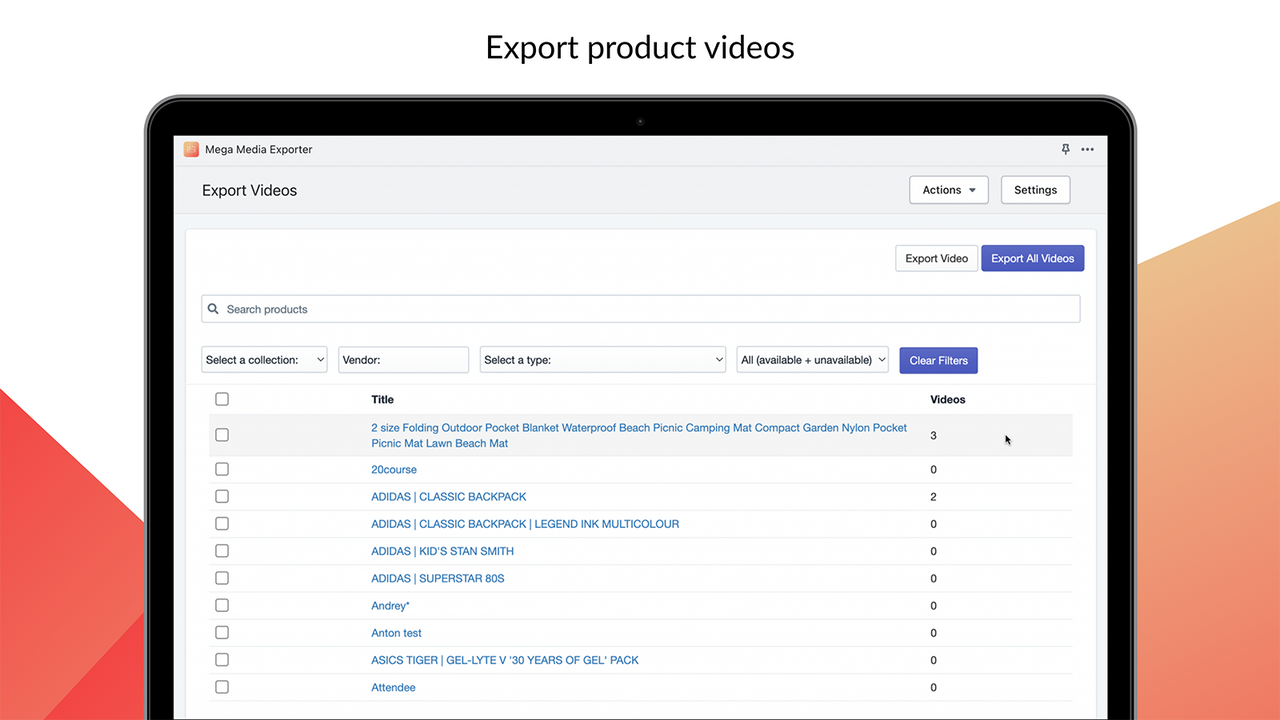 Mega Media Exporter – export product videos