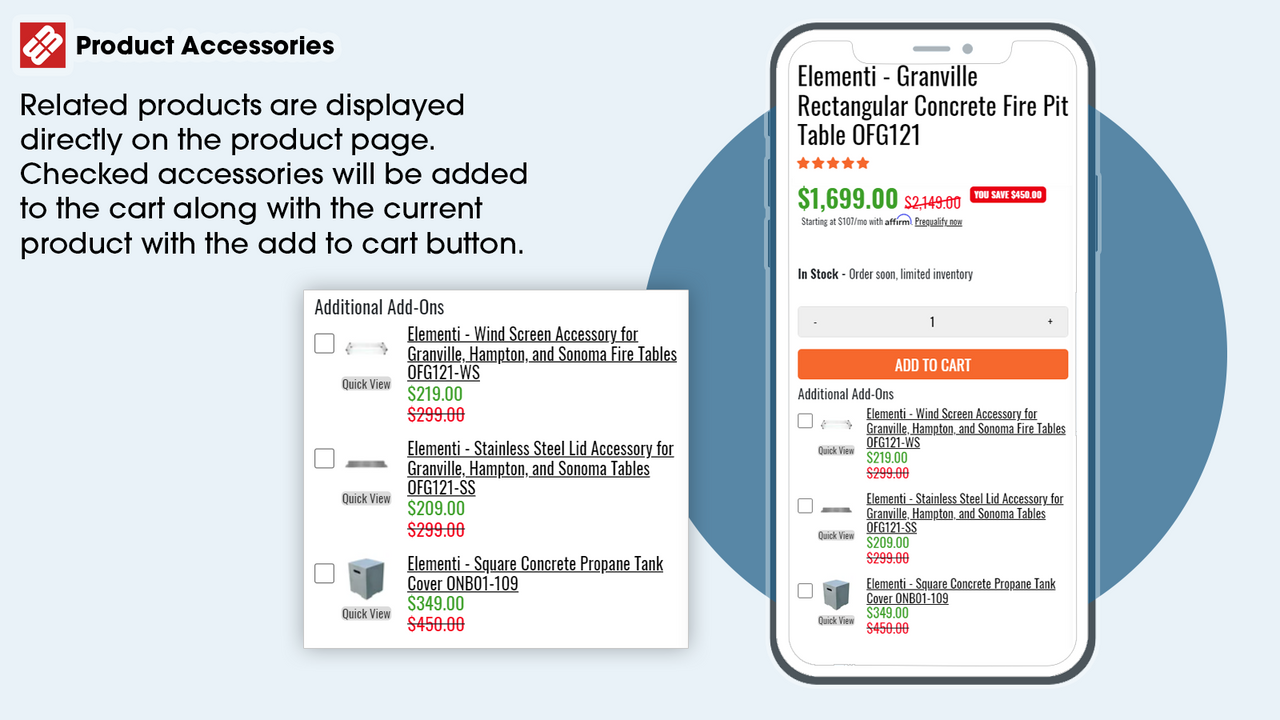 Product Accessories on mobile