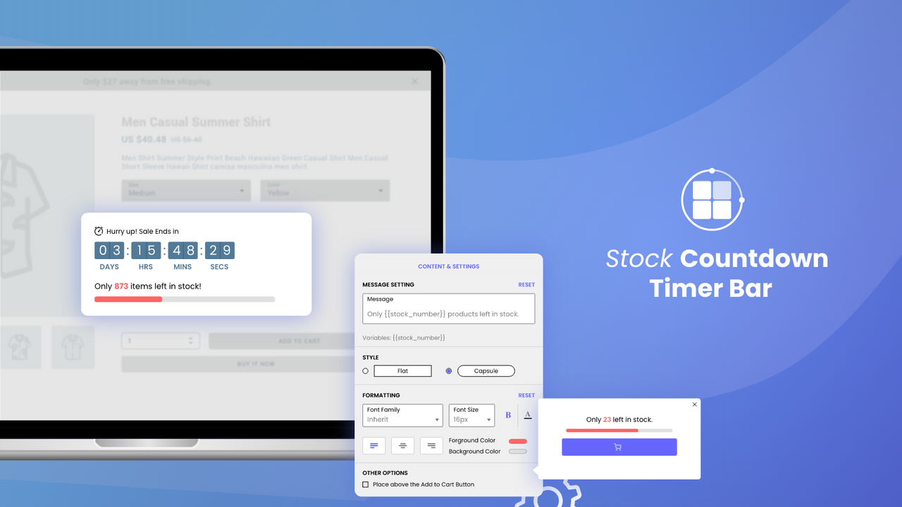 TimexBar Stock Countdown Timer