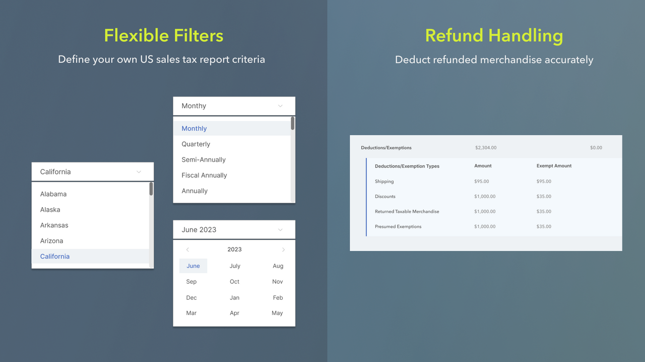Flexible Sales Tax Report Filters and Accurate Refund Handling