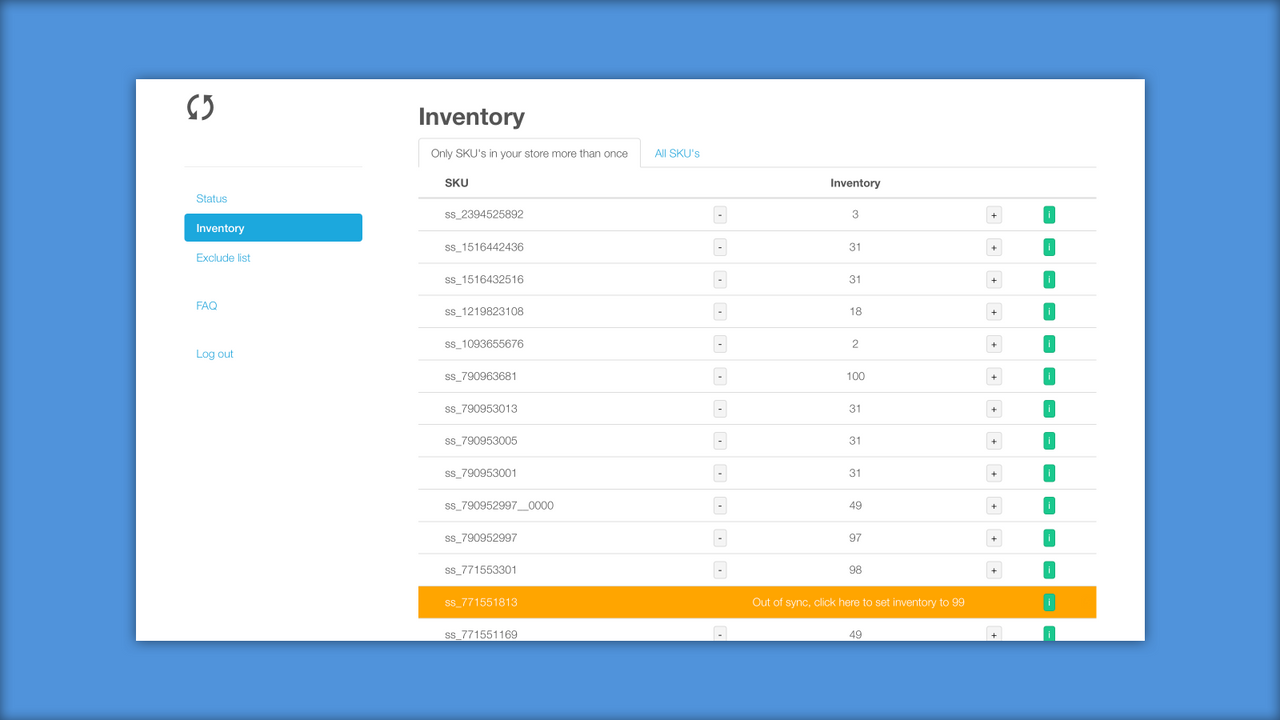 inventory dashboard