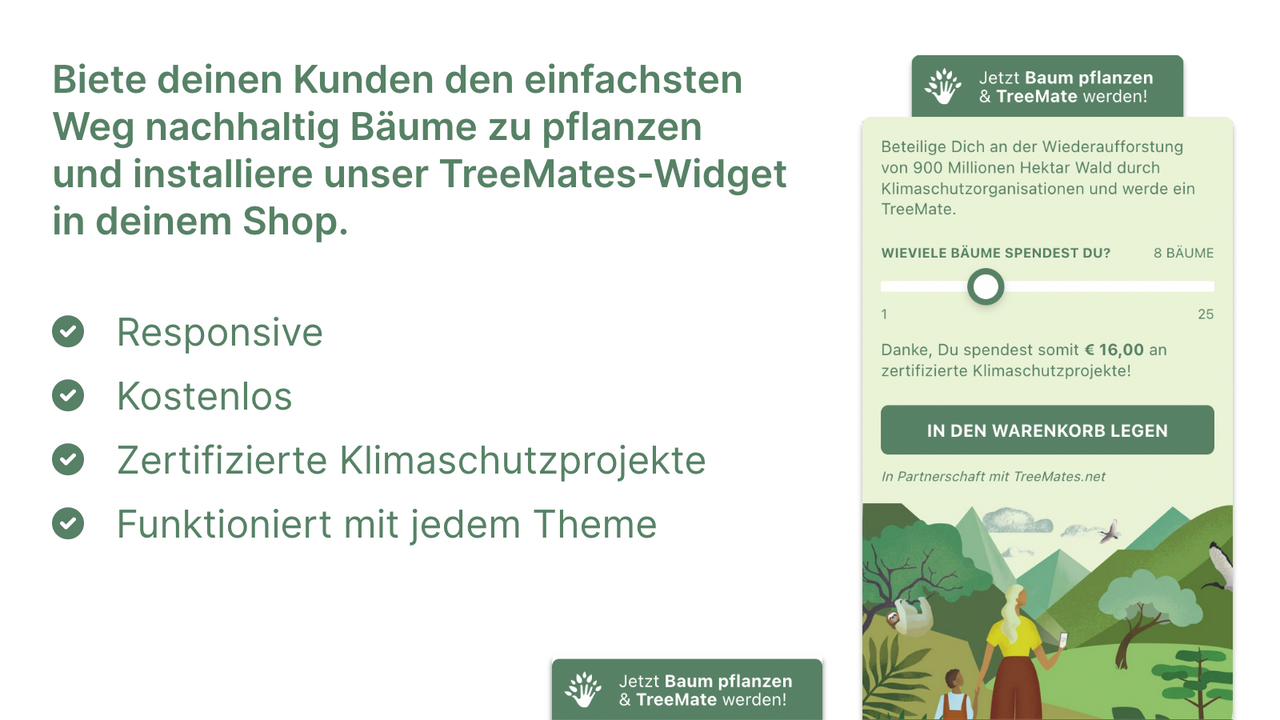 Bäume pflanzen mit TreeMates für Shopify