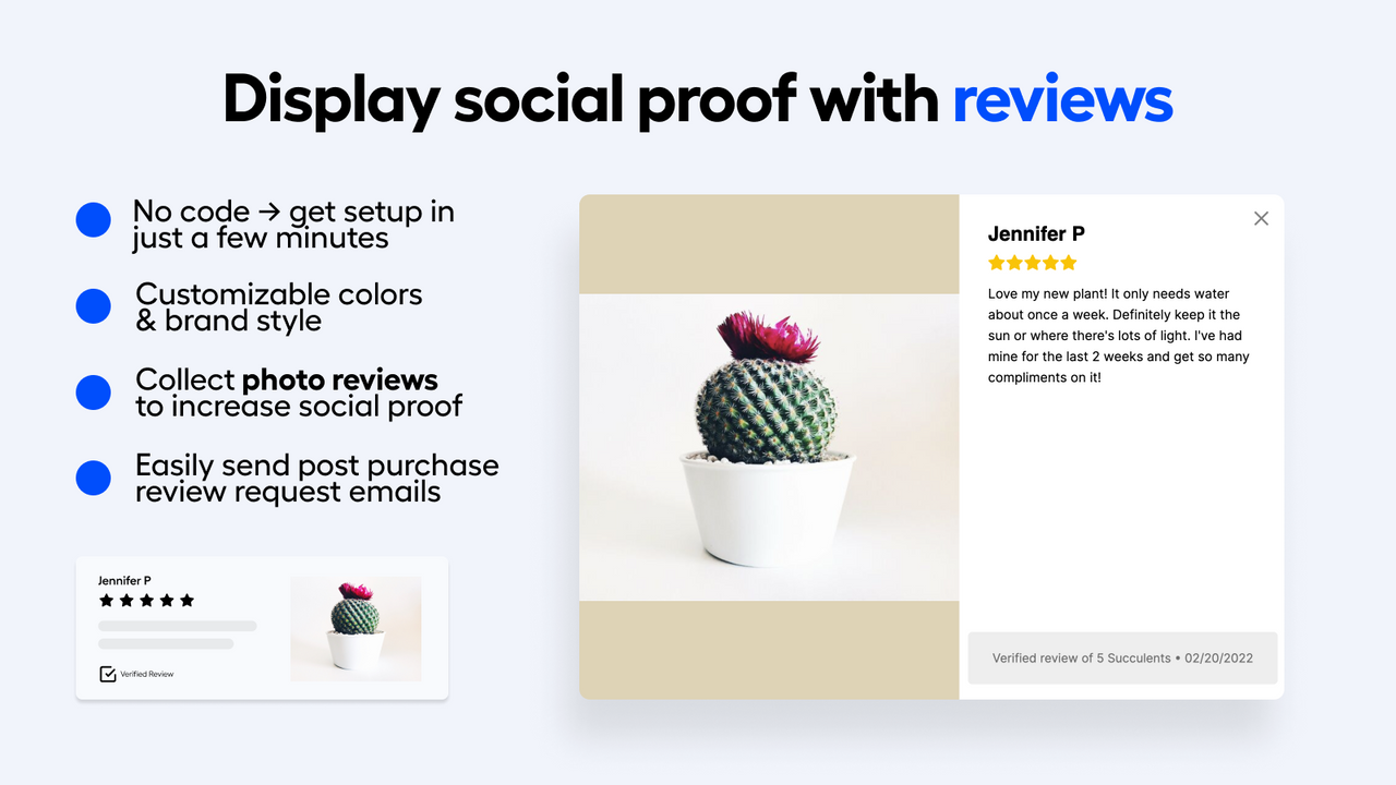 Display social proof with reviews