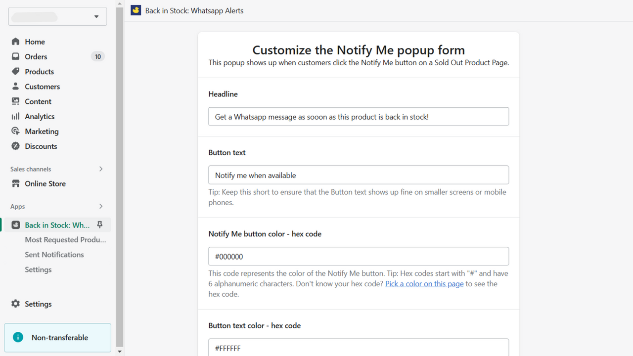 Customise Notify Me Popup form