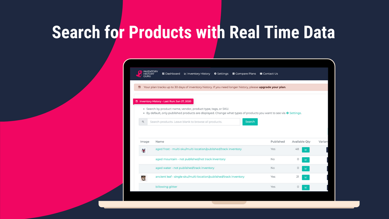 Search for Products with Real Time Data