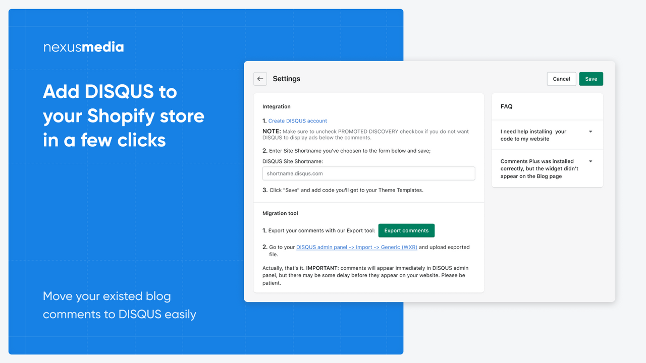 Add DISQUS to your Shopify store in a few clicks