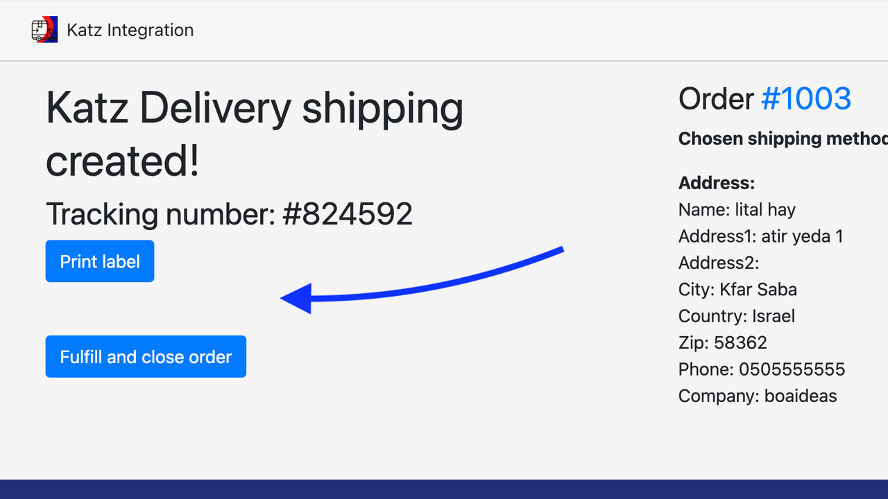 Mark the order as fulfilled and print tracking label