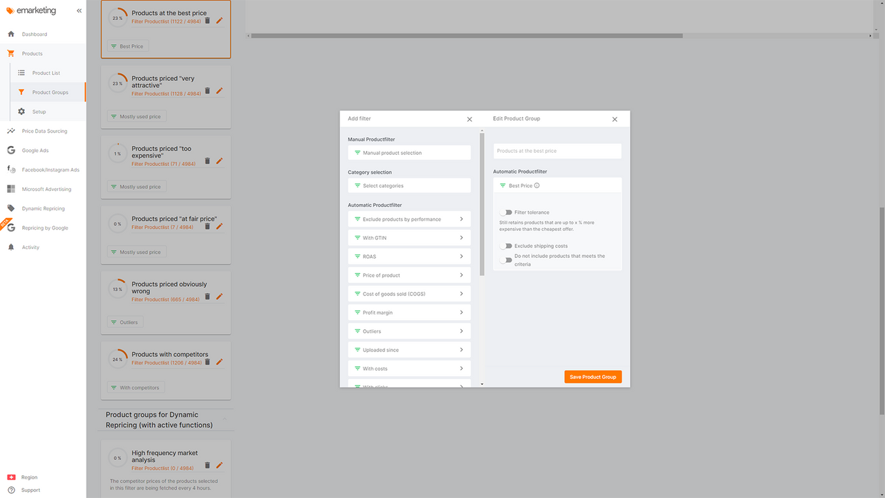 emarketing product groups