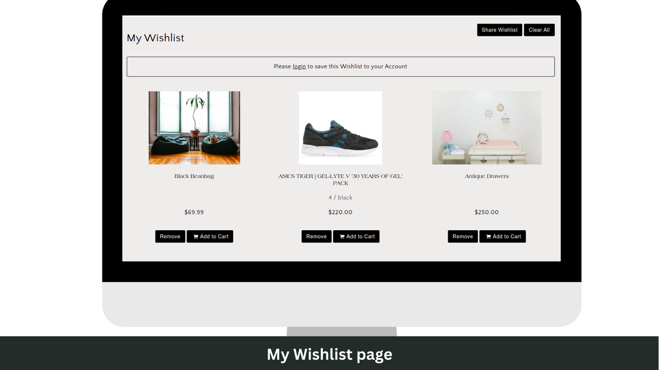 My Wishlist page generated by Smart Wishlist