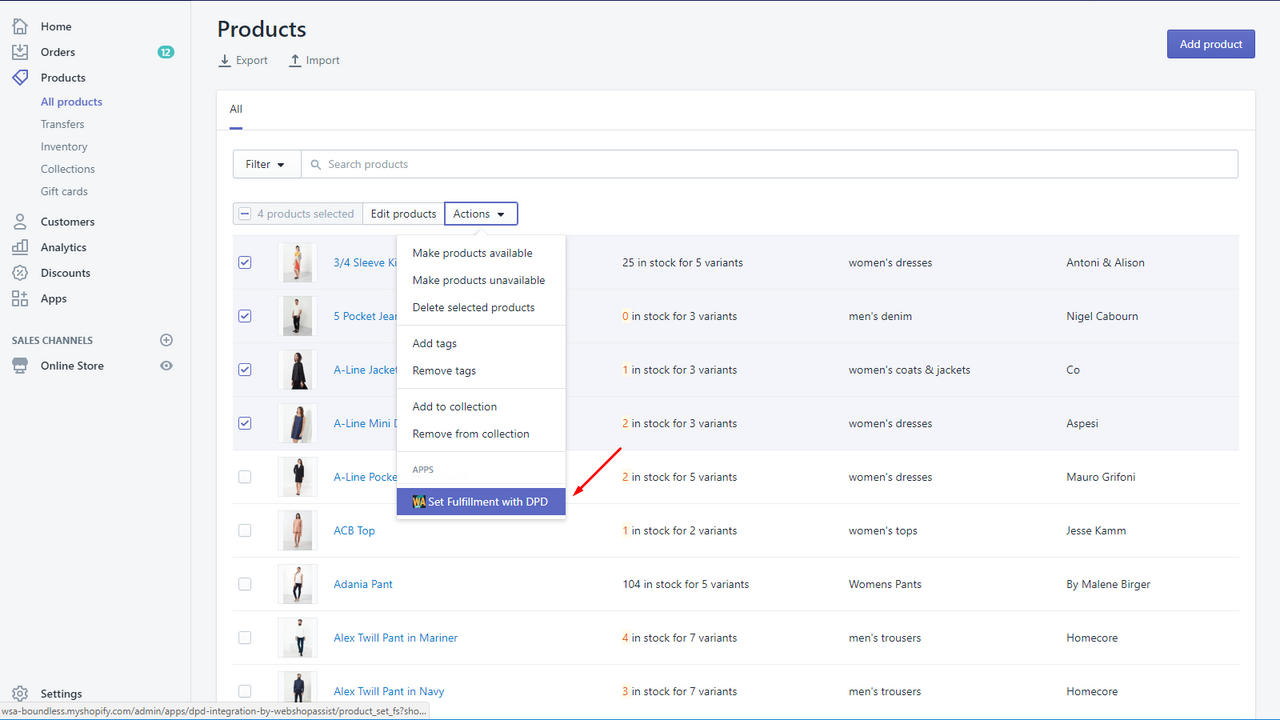 DPD product bulk setting