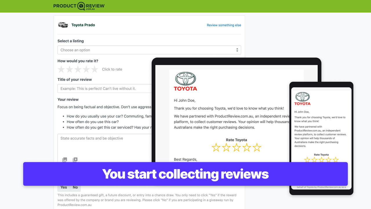 You start collecting reviews