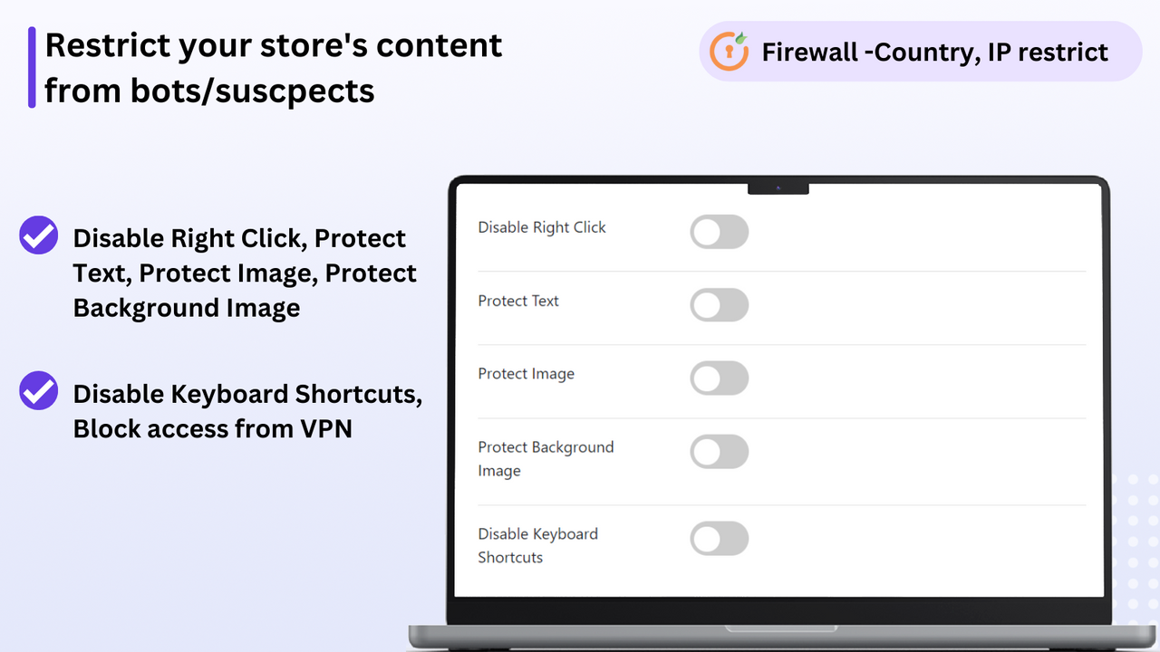 Block IP, Whitelist IP, Block Countries, Restrict Countries