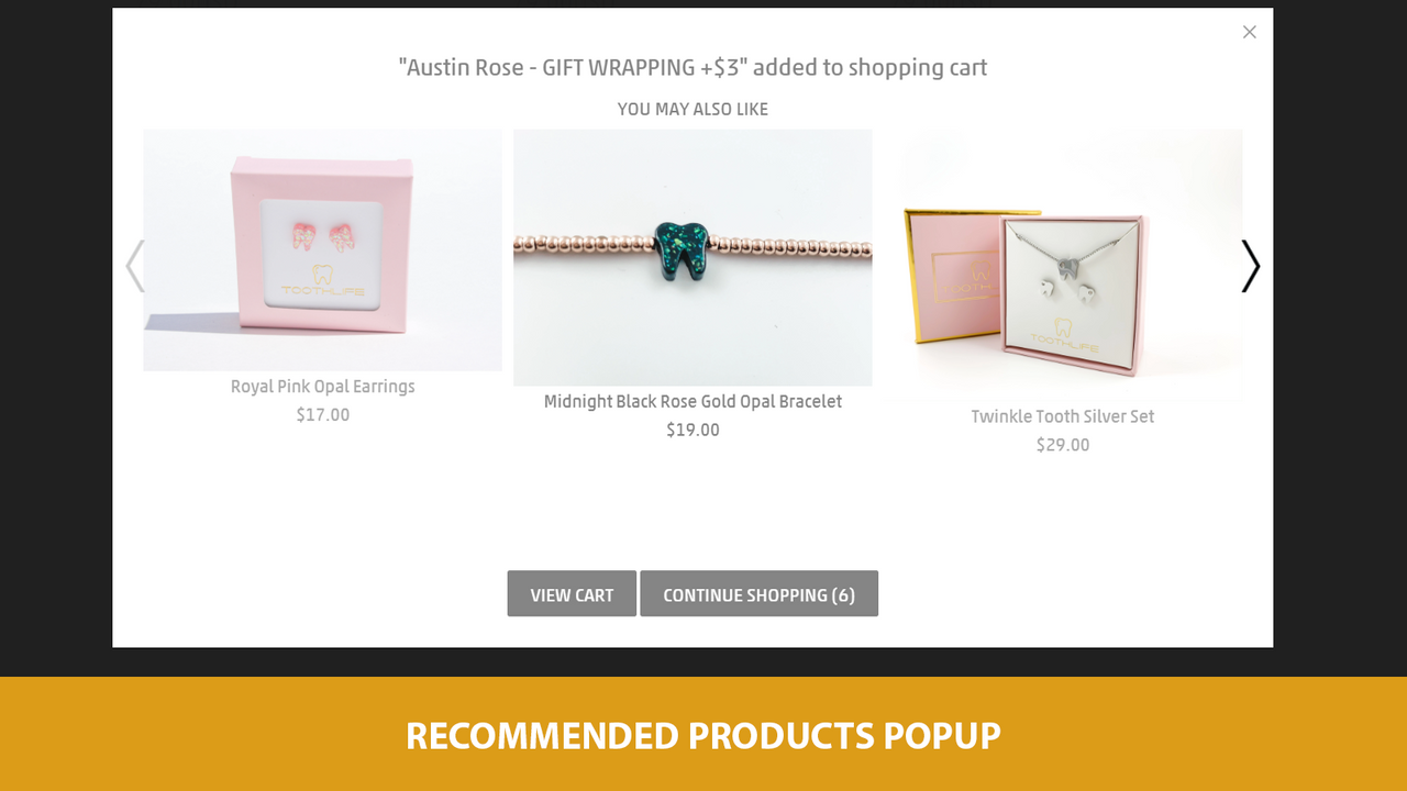 recommended product popup