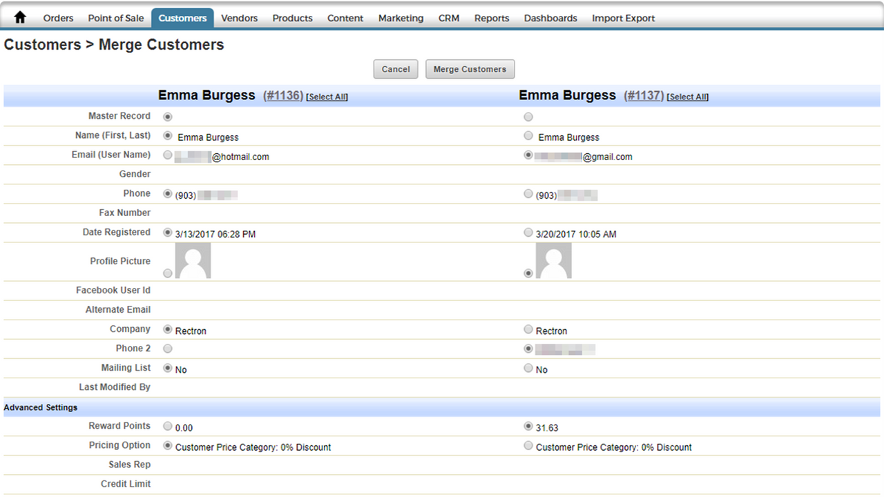 Pulse Commerce Enterprise-Class Features such as Merge Duplicate