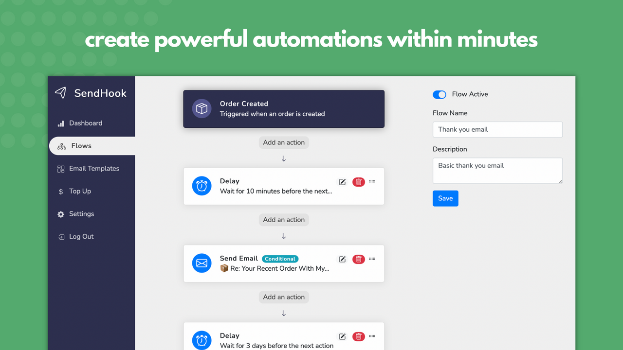 Build fully customisable, conditional flows.