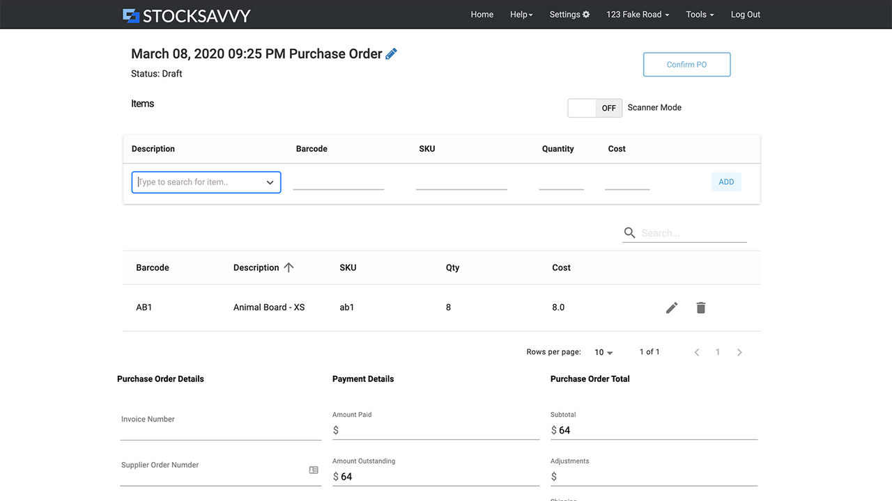 Purchase orders and verification