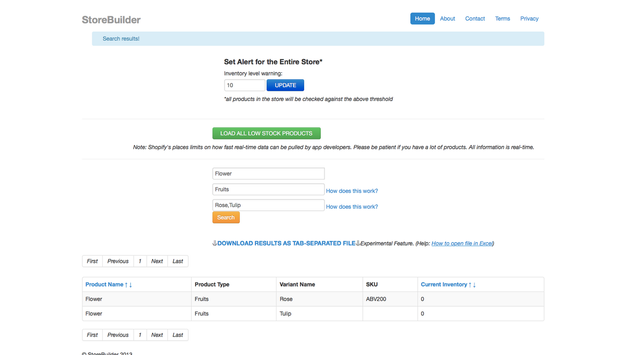 Search and filter product variants