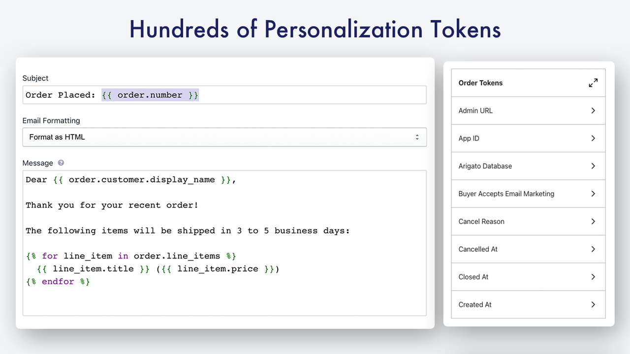 Hundreds of personalization tokens