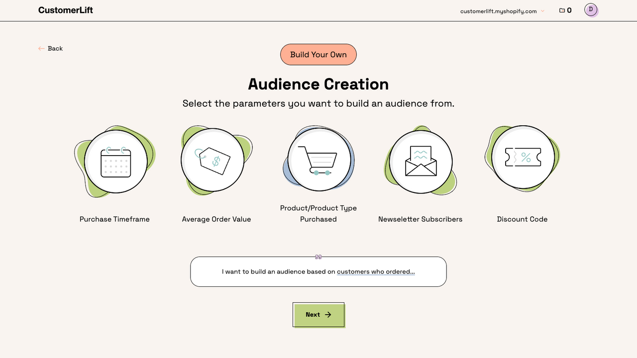 Customer Lift create your own customer segment