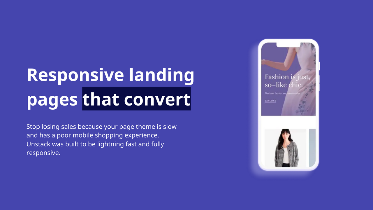 Responsive mobile optimized landing page templates